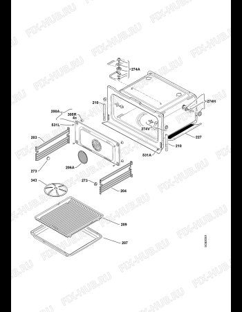 Взрыв-схема плиты (духовки) Electrolux EBCSL70ABSNR73730668 - Схема узла Oven